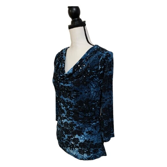 Style & Co Blue Night Sky Cowl Neck Top-Small - Picture 6 of 9